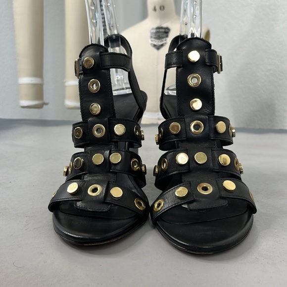 Sandro Grommet Wedge Gladiator Heels Sandals Studded - Picture 4 of 11